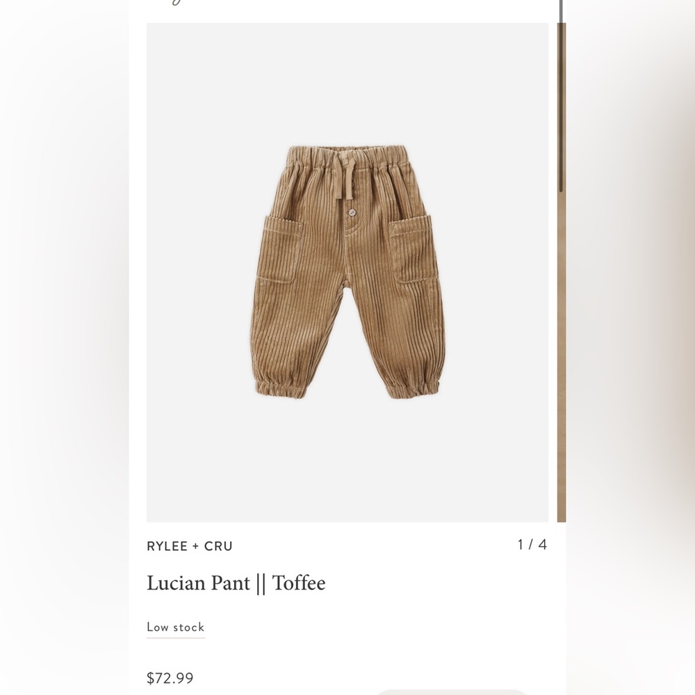 NWT, Rylee + Cru Lucian Pant, size 6-12 months